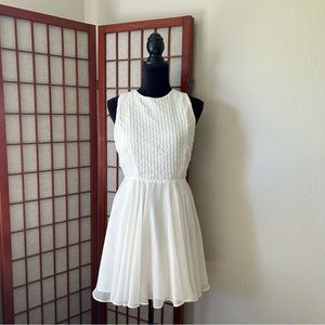 Sequin Fit & Flare White Dress